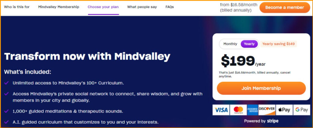 Mindvalley Pricing and Plans