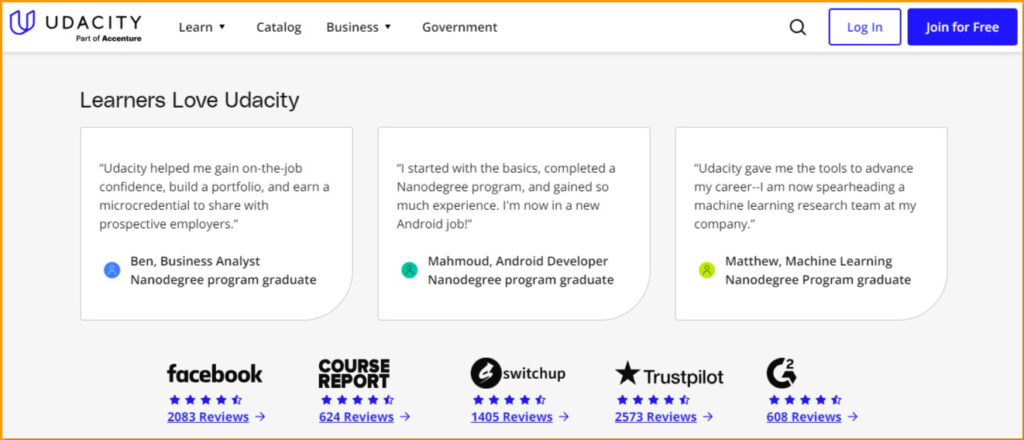 Udacity User Reviews & Testimonials