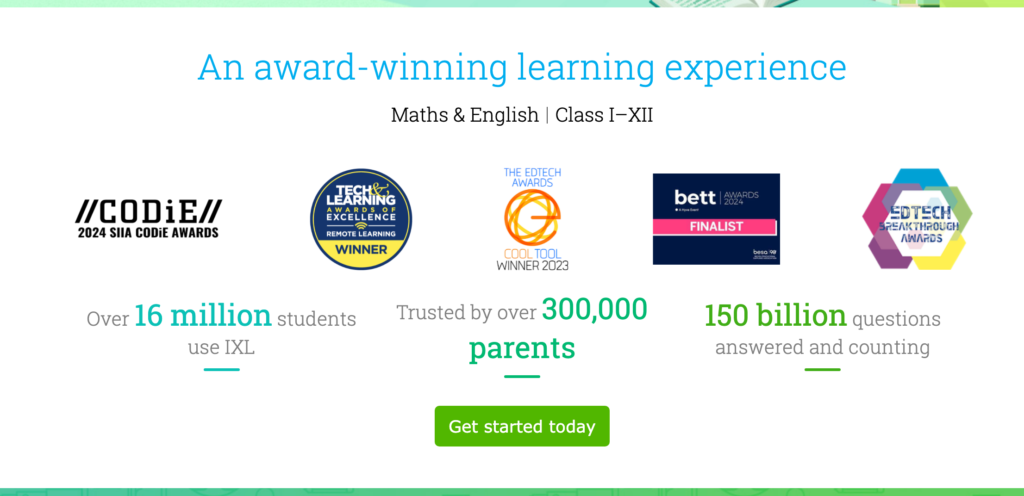 IXL-for-families-award-winning